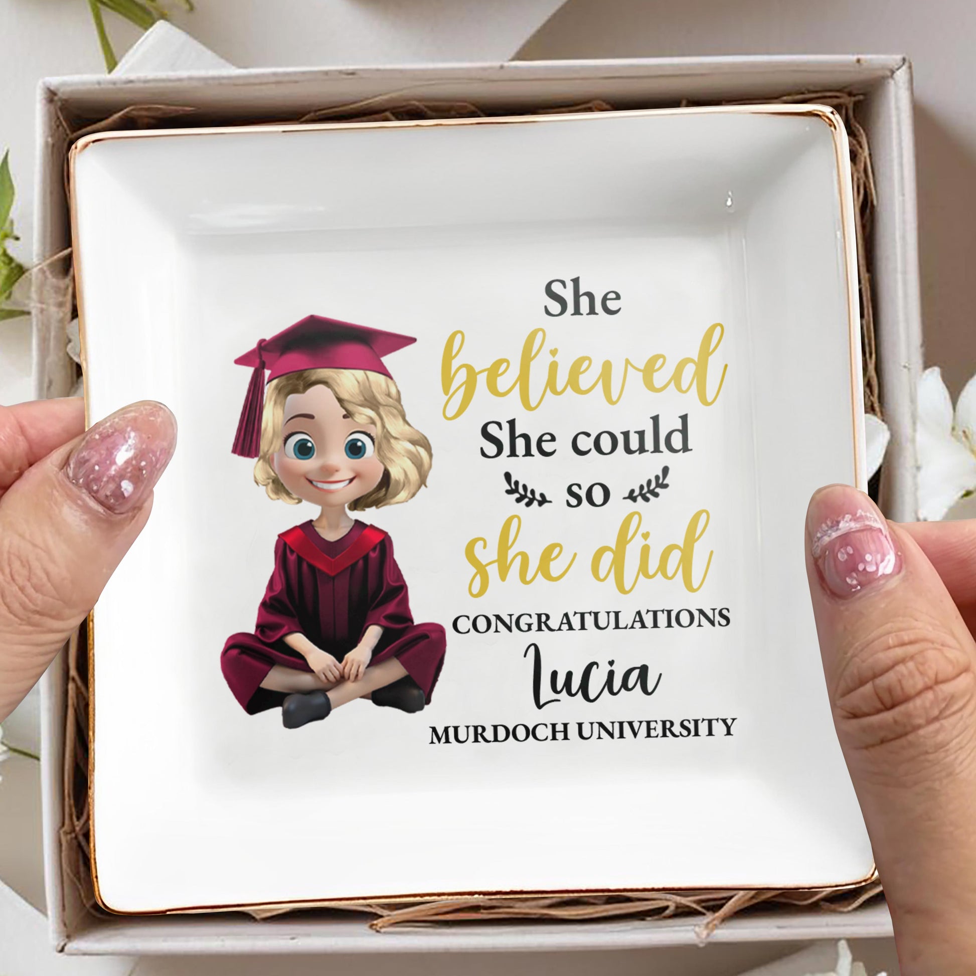 She Believed She Could So She Did Congratulations, Graduation Cap And Animated Character