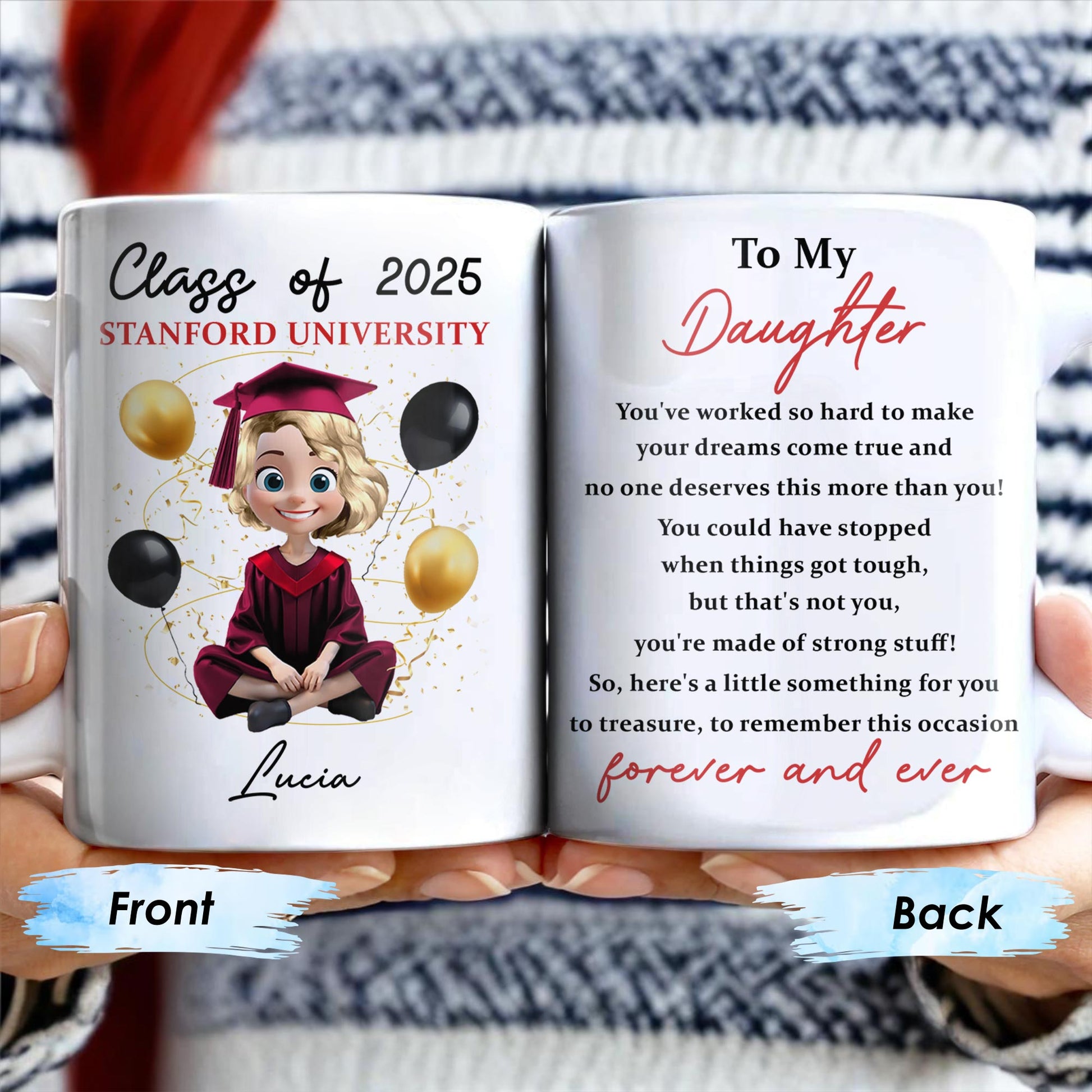 To My Daughter, You've Worked So Hard To Make Your Dreams Come True, Graduation Cap and Balloons