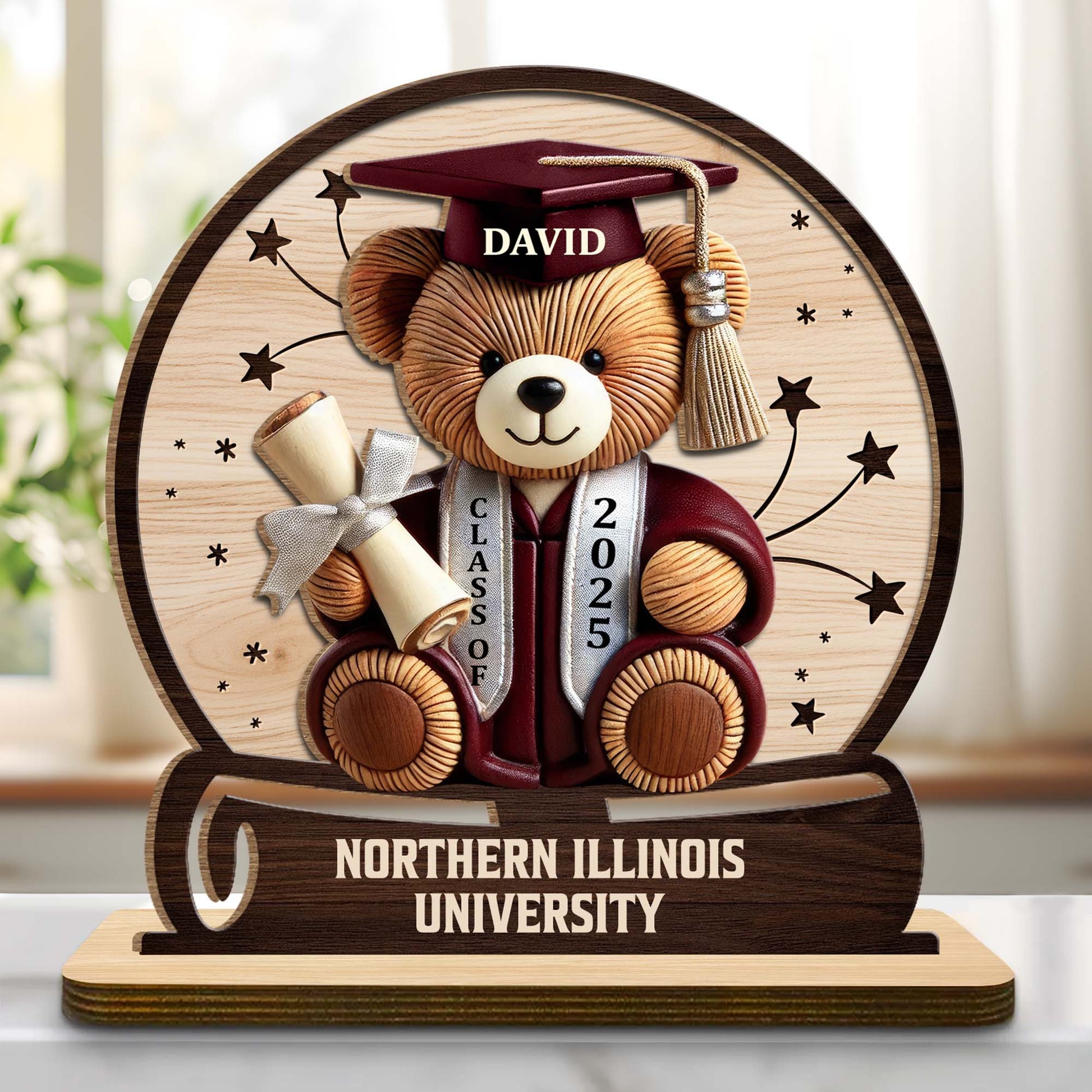 Celebrate Your Achievements Wooden Graduate Teddy Bear Plaque