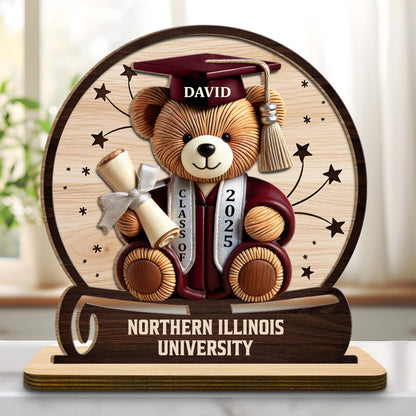 Celebrate Your Achievements Wooden Graduate Teddy Bear Plaque