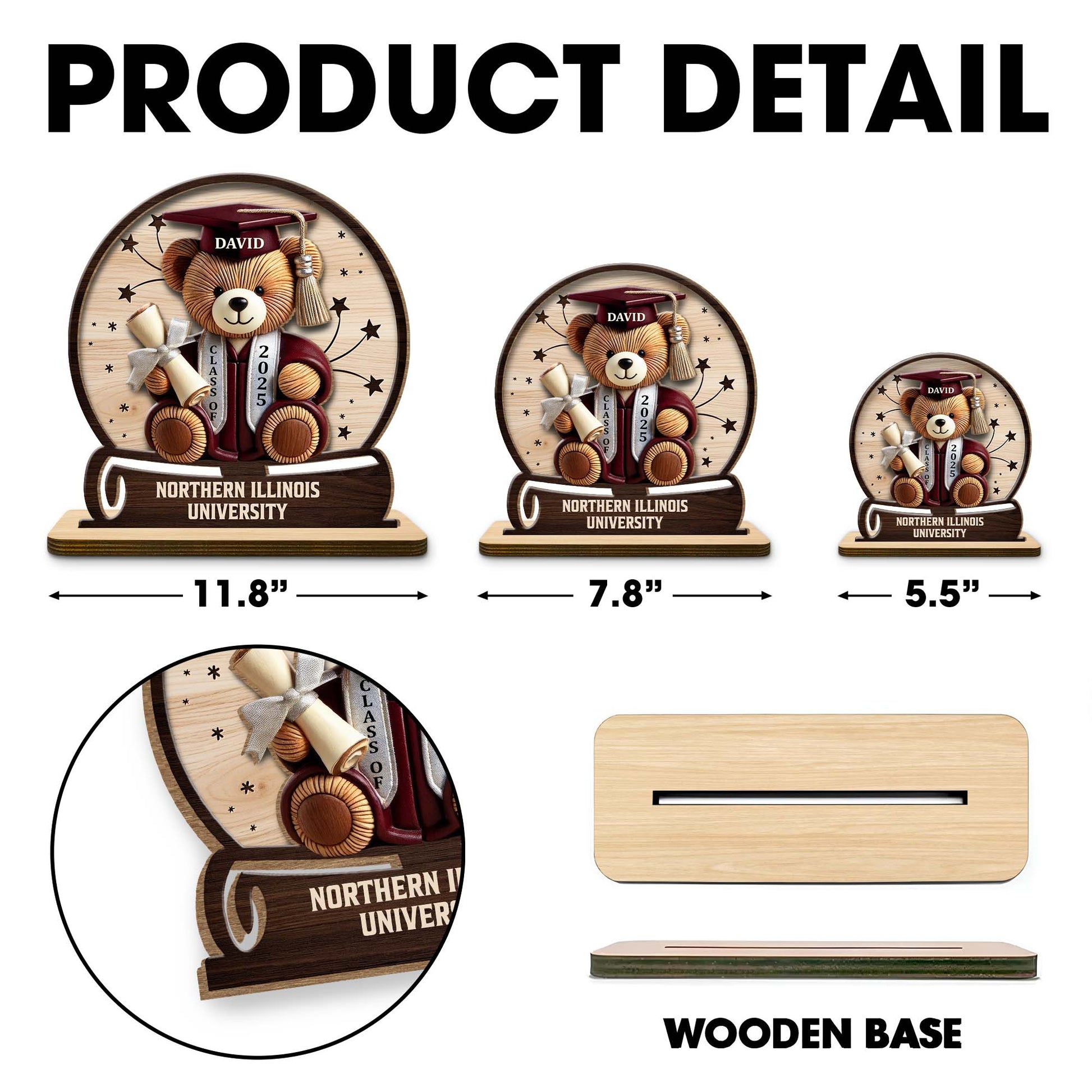 Celebrate Your Achievements Wooden Graduate Teddy Bear Plaque