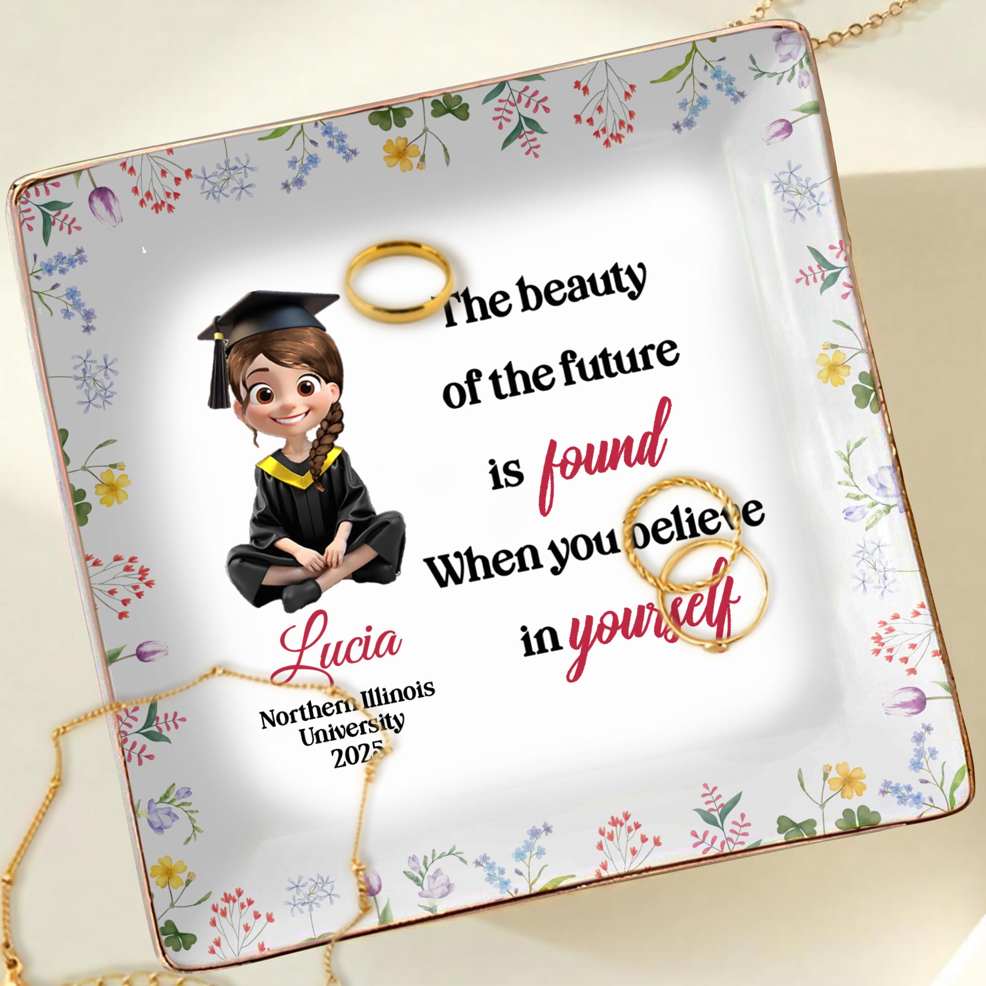 The Beauty Of The Future Is Found When You Believe In Yourself, Graduate Cartoon And Wildflowers