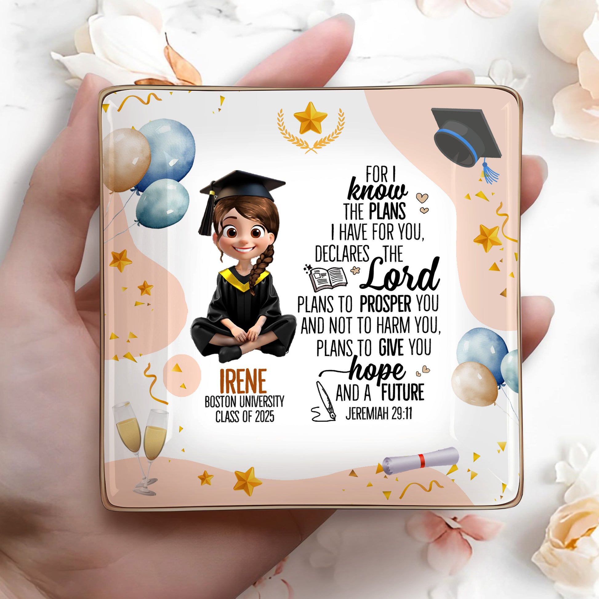 For I know the plans I have for you, declares the Lord, Graduation Cap and Balloons