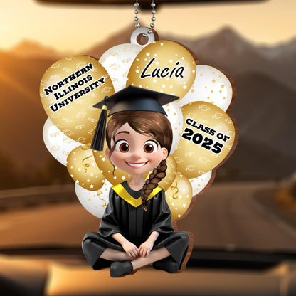 Northern Illinois University, Lucia, Class of 2025, Graduation Cap and Balloons