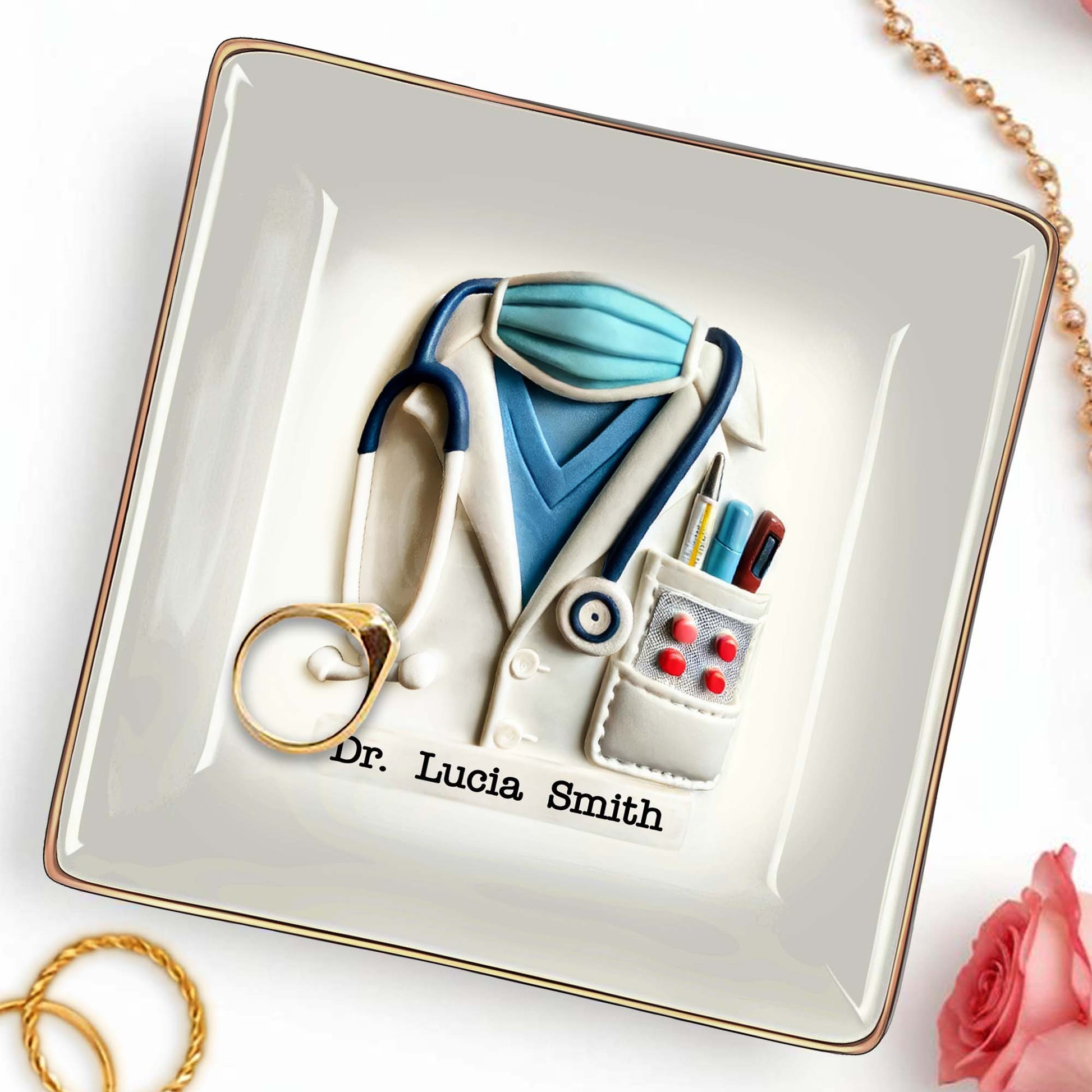Celebrate A Caring Heart, Stethoscope And Medical Coat