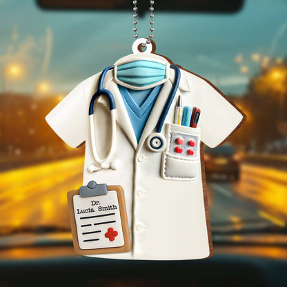 Honor Your Favorite Doctor with a Unique Personalized Ornament, Doctor's Coat and Stethoscope