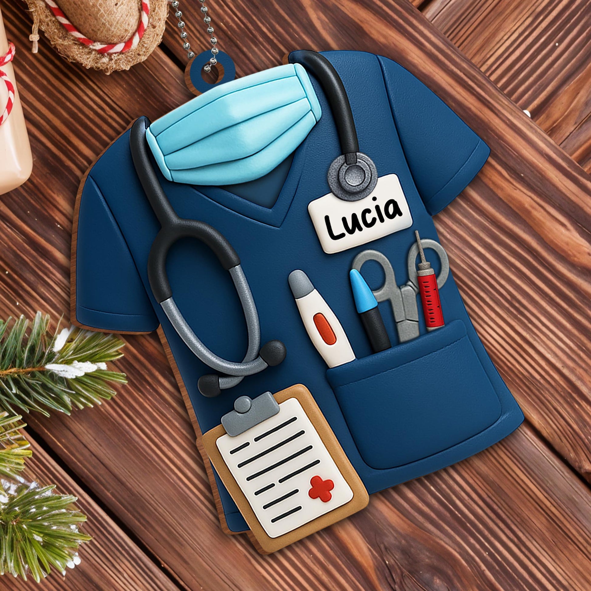 Celebrate Your Favorite Nurse With This Custom Nurse Ornament, Nurse Uniform and Medical Instruments