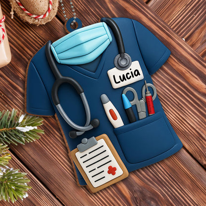 Celebrate Your Favorite Nurse With This Custom Nurse Ornament, Nurse Uniform and Medical Instruments