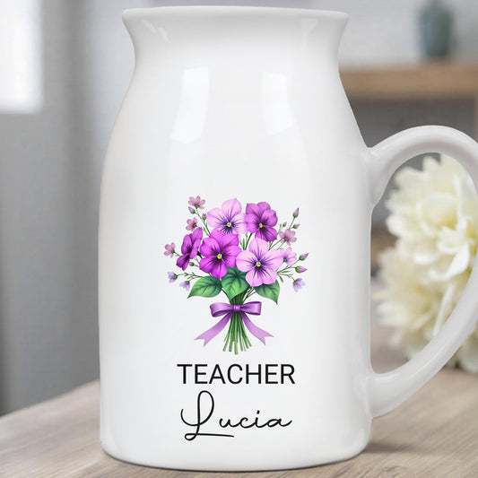 Customized Vase With Beautiful Floral Arrangement, Flowers and Bow