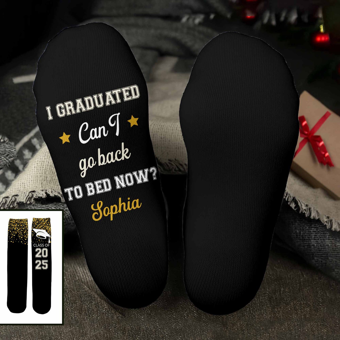 I Graduated, Can I Go Back To Bed Now? With Stars And Graduation Cap