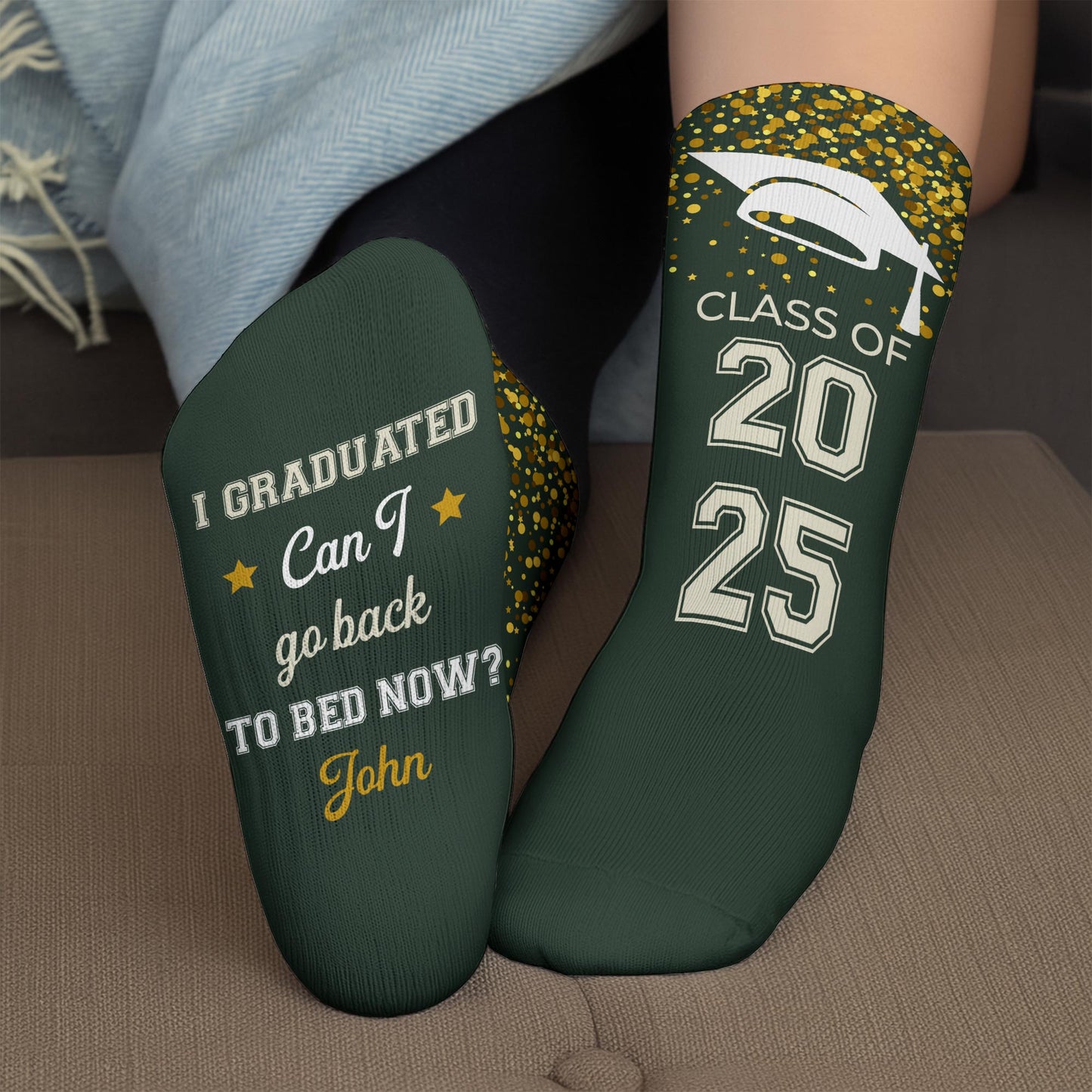 I Graduated, Can I Go Back To Bed Now? With Stars And Graduation Cap