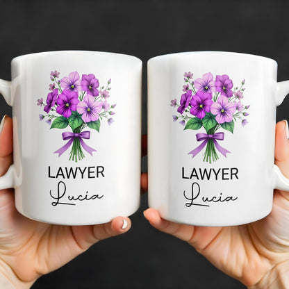 Personalized Lawyer Mug: Custom Name with Elegant Floral Design