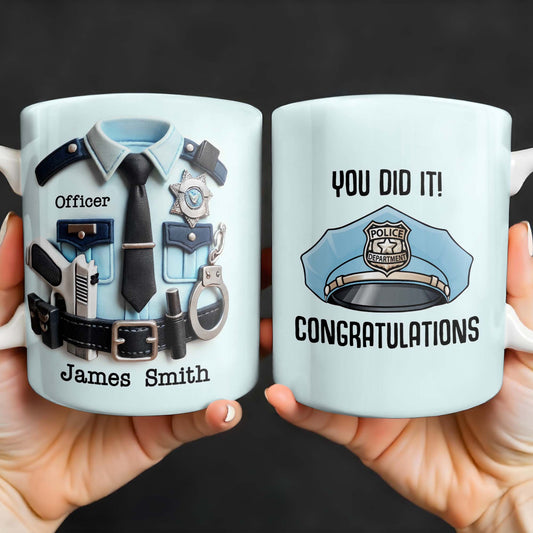 You Did It! Congratulations, Police Badge And Cap