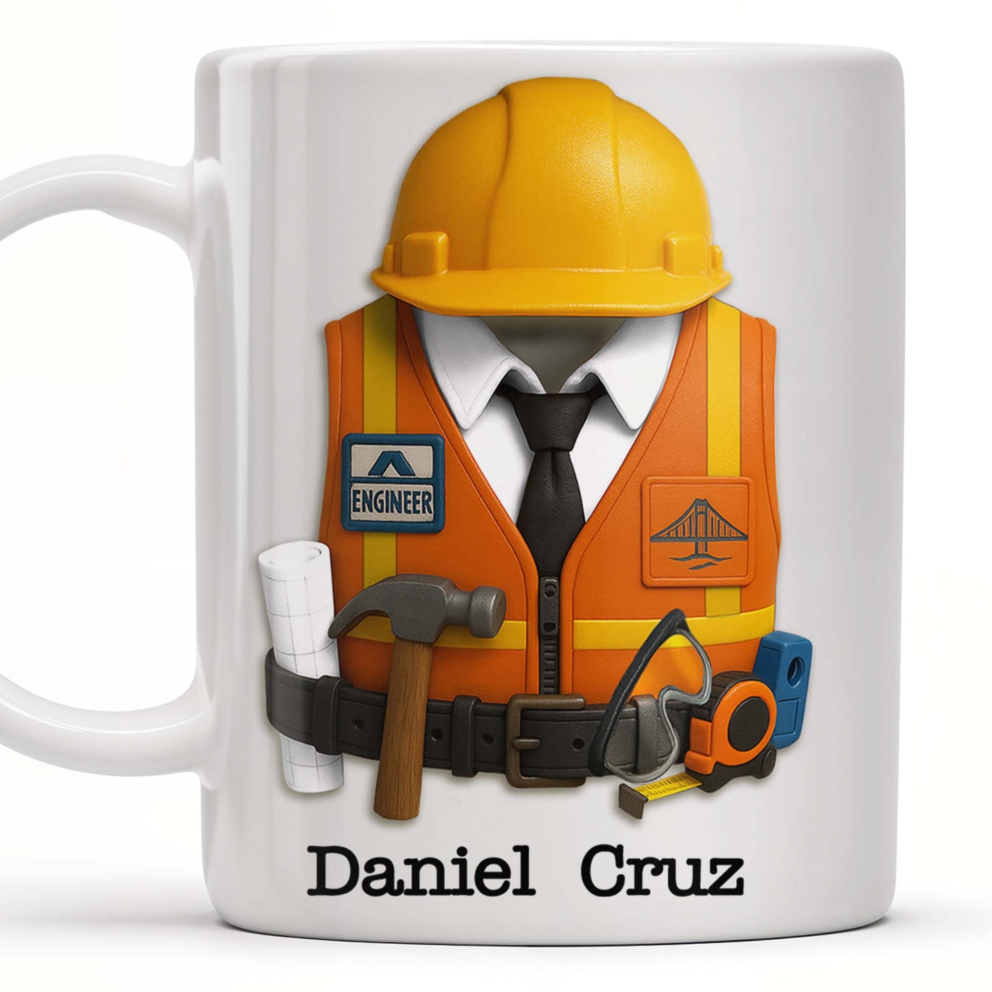 Celebrate Your Everyday Hero with This Engineer-Themed Coffee Mug Featuring Helmet, Tie, Vest, Tools