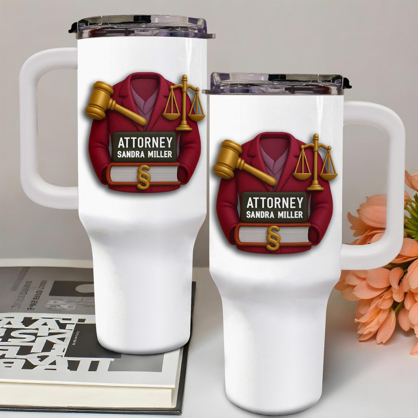 To My Favorite Attorney Gavel And Scales Of Justice - Personalized 40oz Tumbler With Straw - GRAD299_TBS
