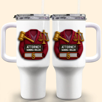 To My Favorite Attorney Gavel And Scales Of Justice - Personalized 40oz Tumbler With Straw - GRAD299_TBS