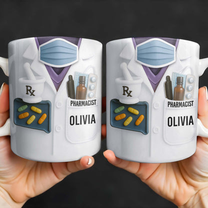 Celebrate Your Favorite Pharmacist, Medical Tools And Uniform - Personalized Custom Coffee Mug - GRAD303_MG