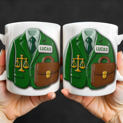 Customizable Lawyer-Themed Coffee Mug With Scales of Justice and Briefcase