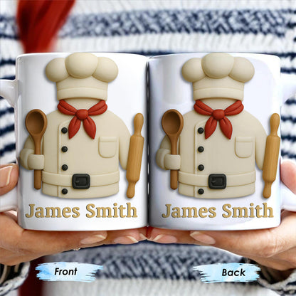 Create Your Personalized Chef Coffee Mug With Custom Name, Chef And Cooking Tools