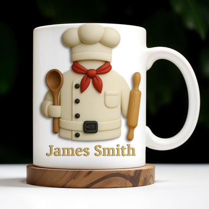 Create Your Personalized Chef Coffee Mug With Custom Name, Chef And Cooking Tools