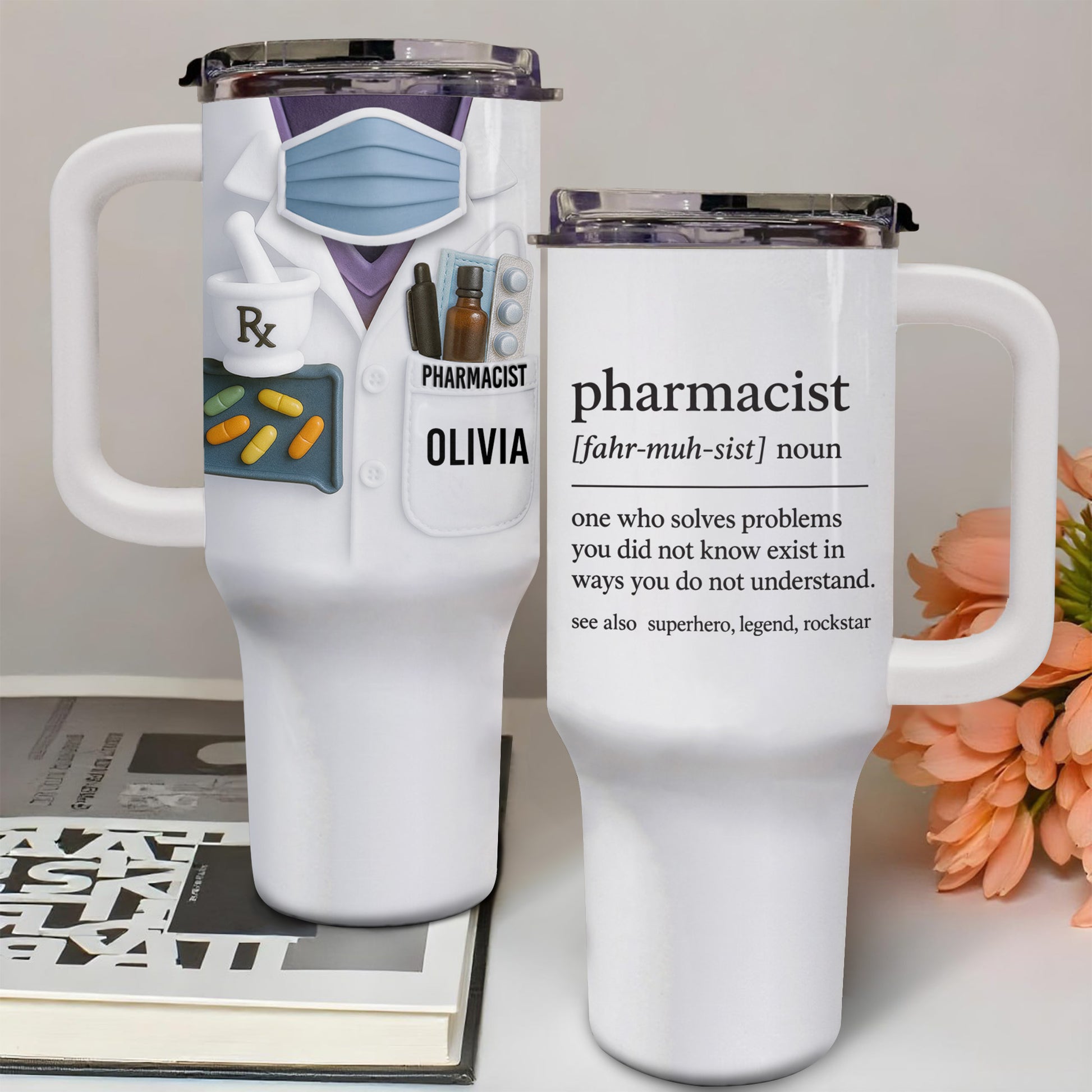 Customizable Tumbler For Pharmacists With Medical Essentials