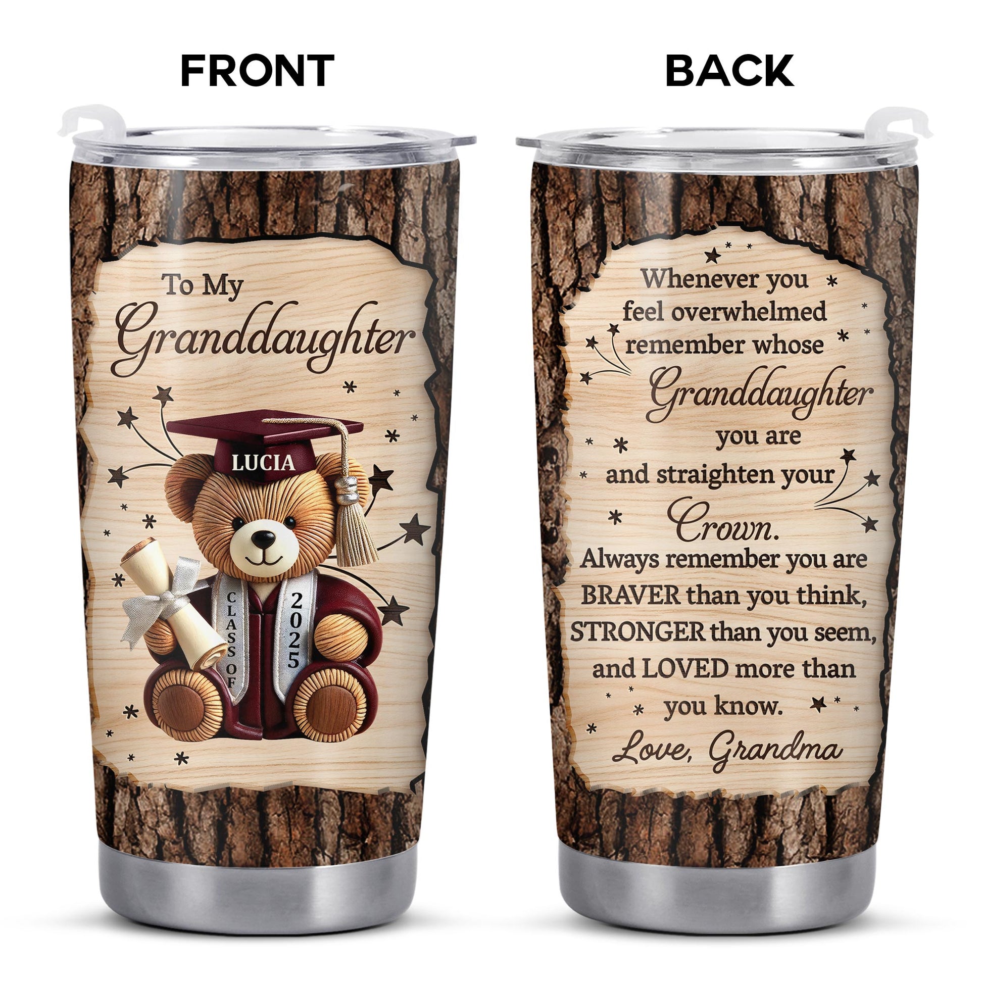 To My Granddaughter, Teddy Bear, Graduation Cap, Diploma