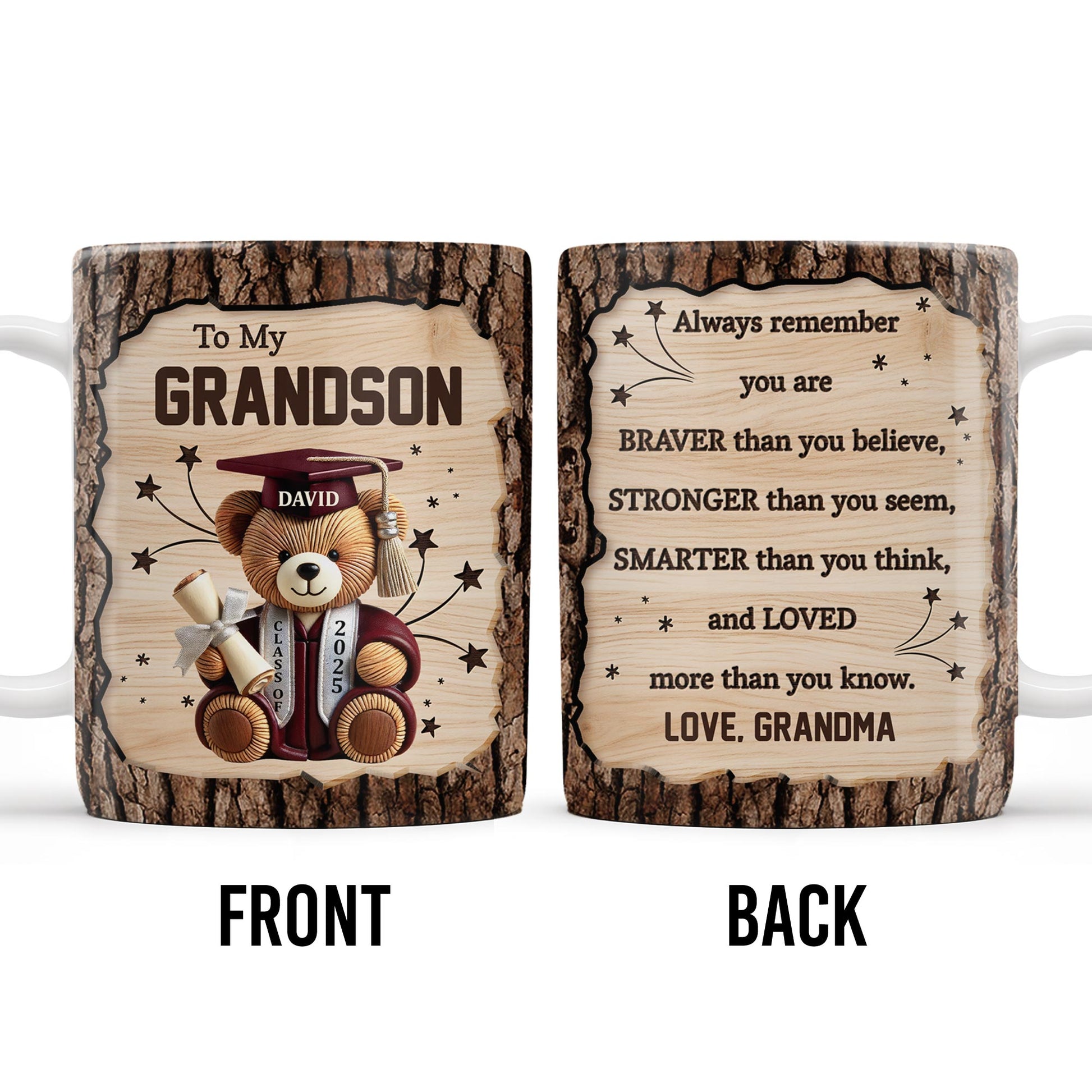 To My Grandson, Always Remember You Are Braver, Graduation Cap and Diploma