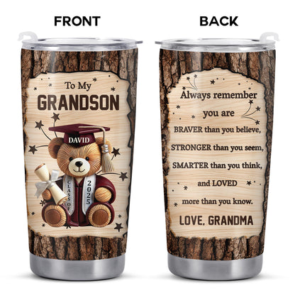 To My Grandson, Teddy Bear With Graduation Cap And Diploma