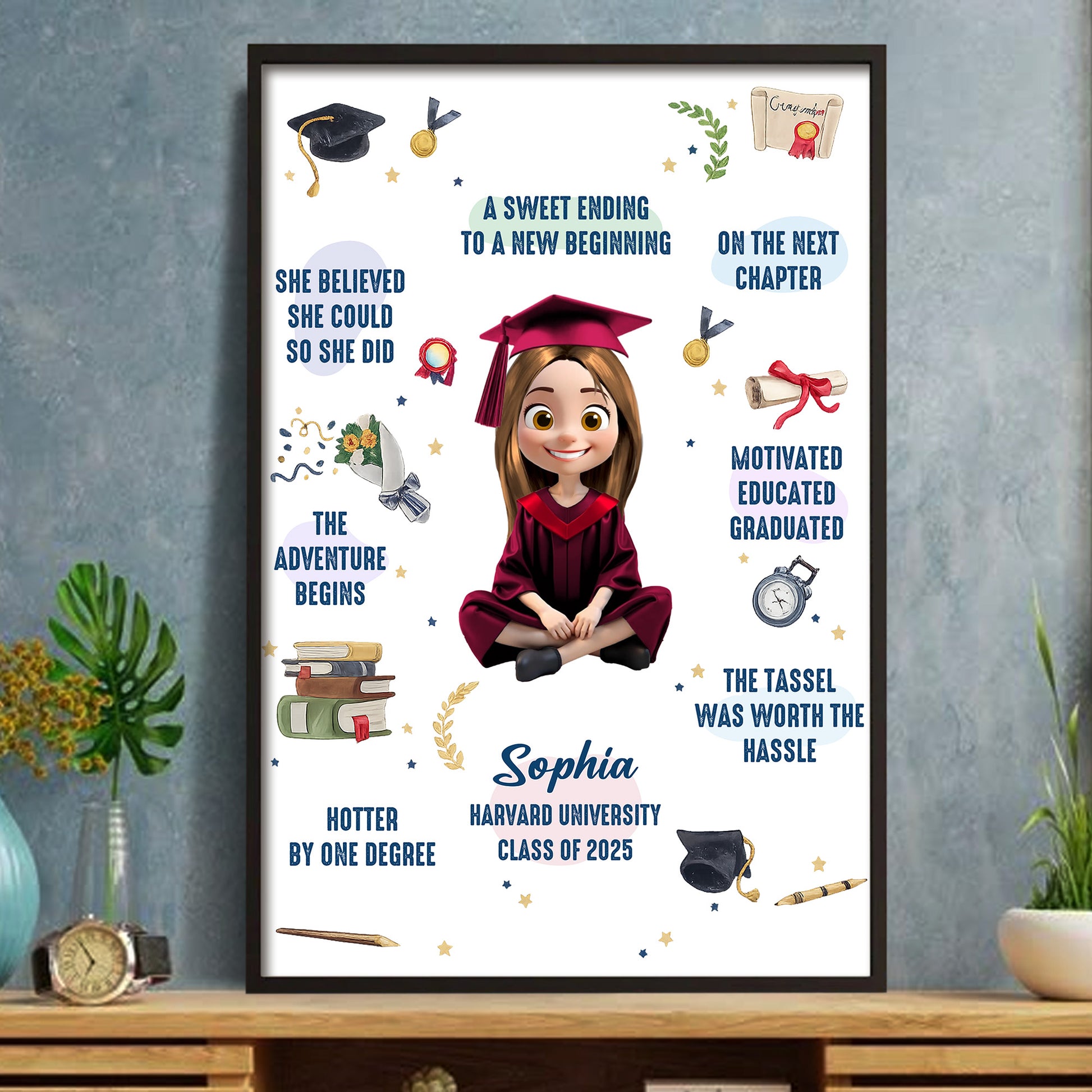 She Believed She Could, Graduation Cap And Books