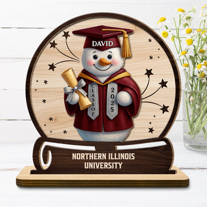 Celebrate Your Graduation, Snowman With Cap And Diploma