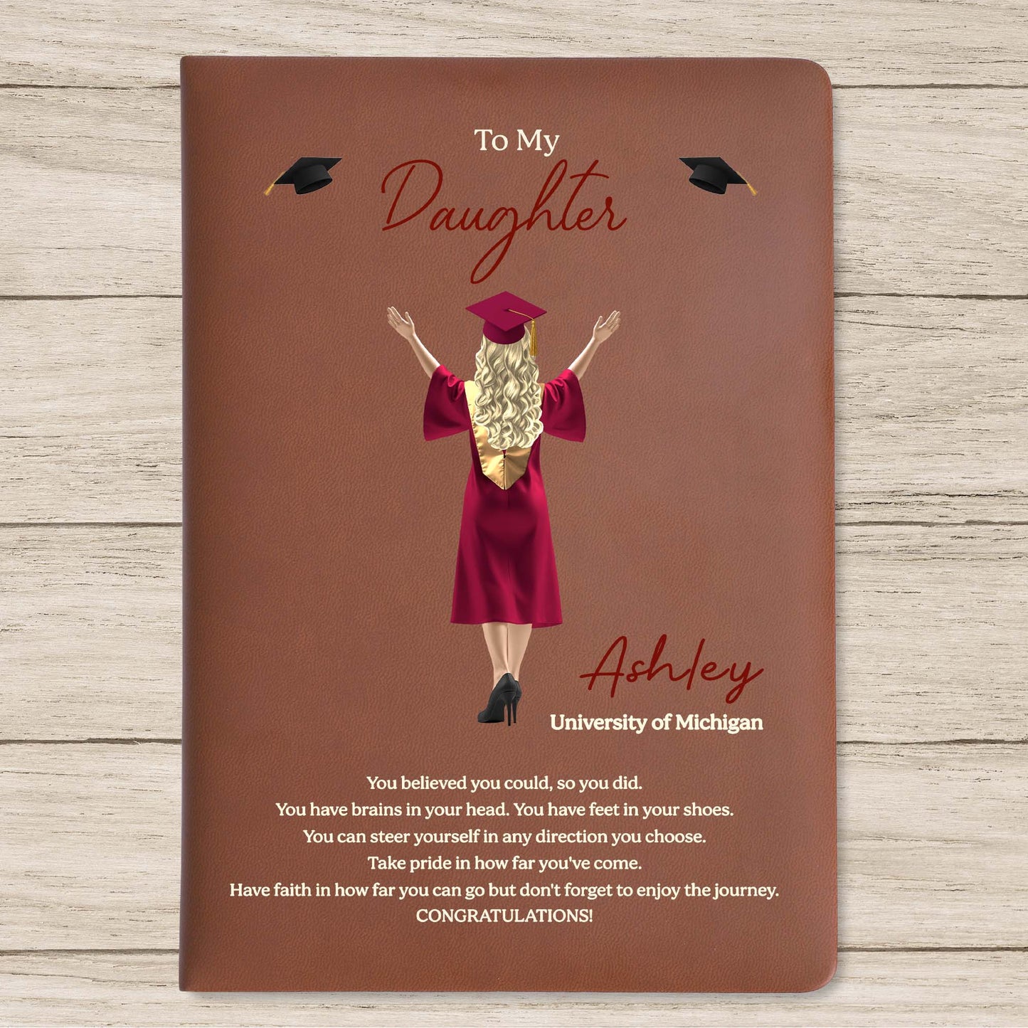 To My Daughter, Believe In Yourself, Graduation Cap And Diploma