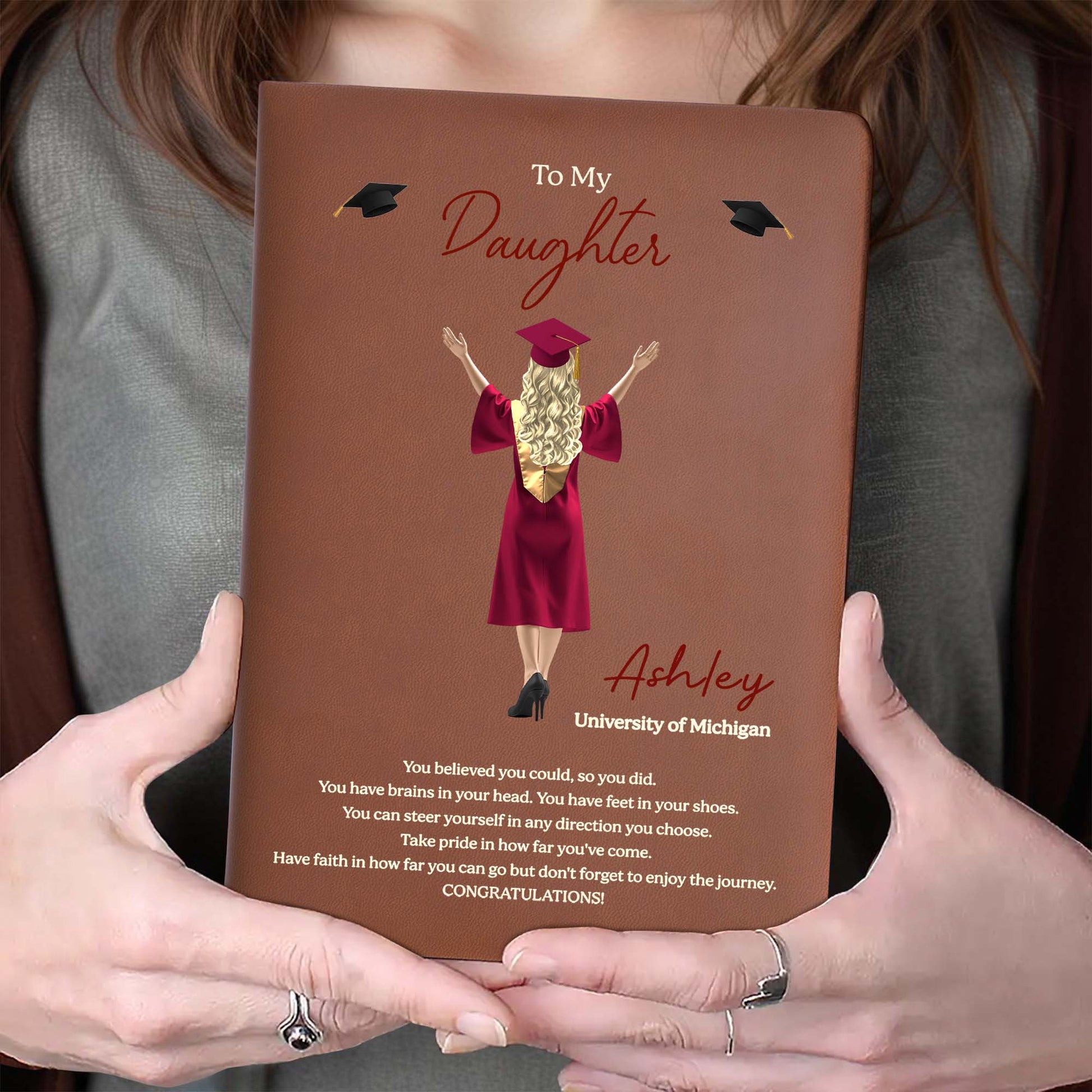 To My Daughter, Believe In Yourself, Graduation Cap And Diploma