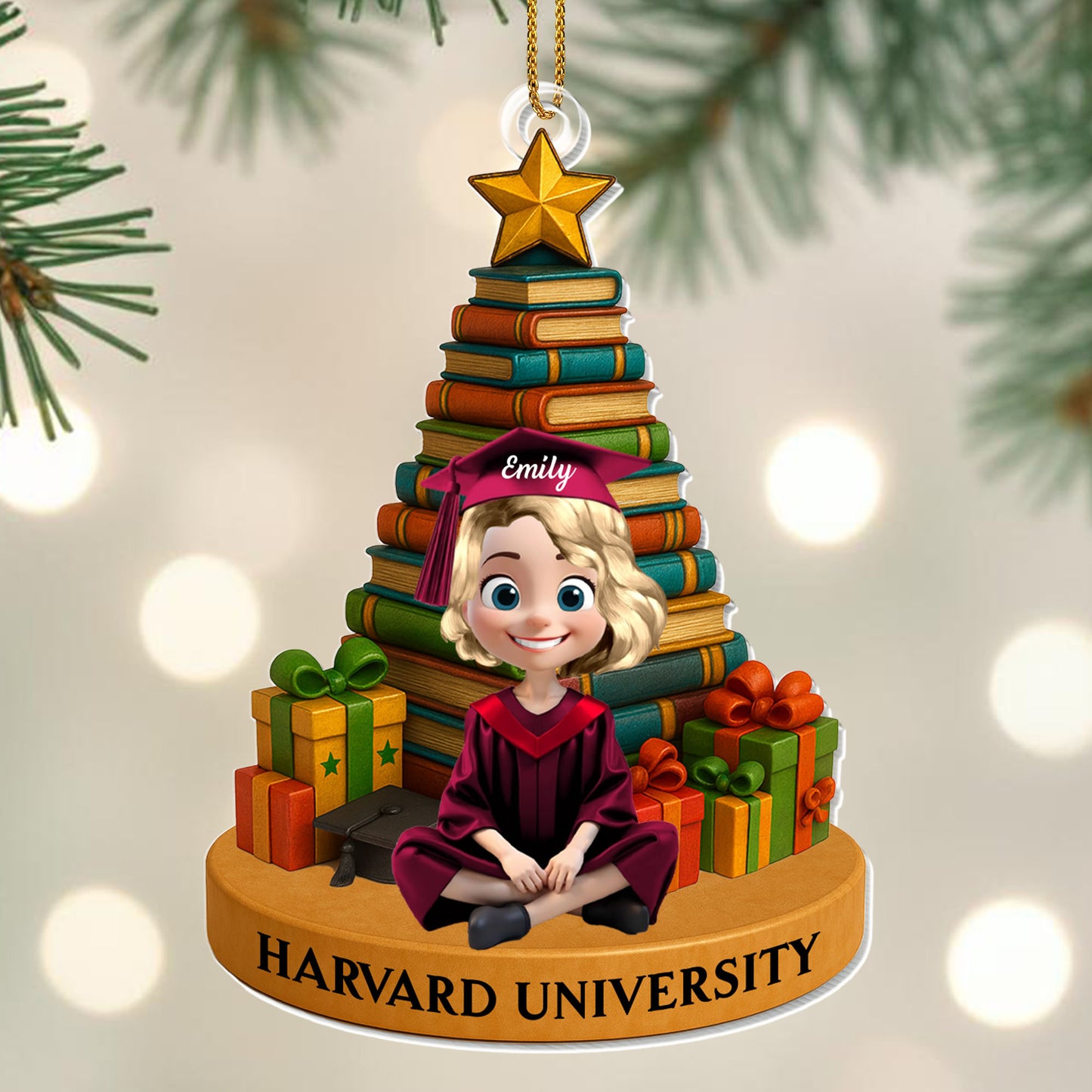 Celebrate Your Academic Success Graduate And Books - Personalized Custom Acrylic Ornament, Christmas Gift - GRAD341_ACO