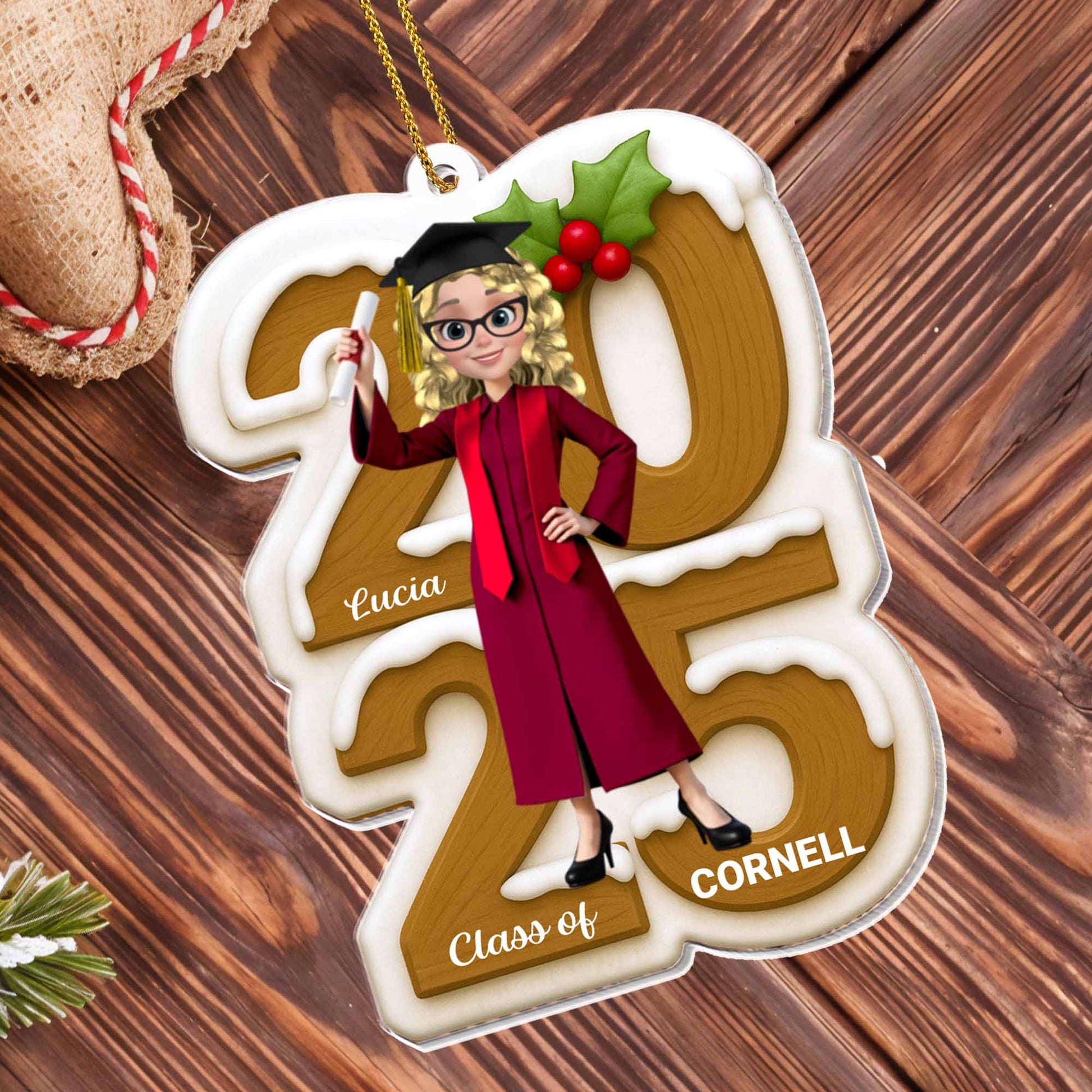 Celebrate Your Achievements, Graduate And Holly Berries Ornament