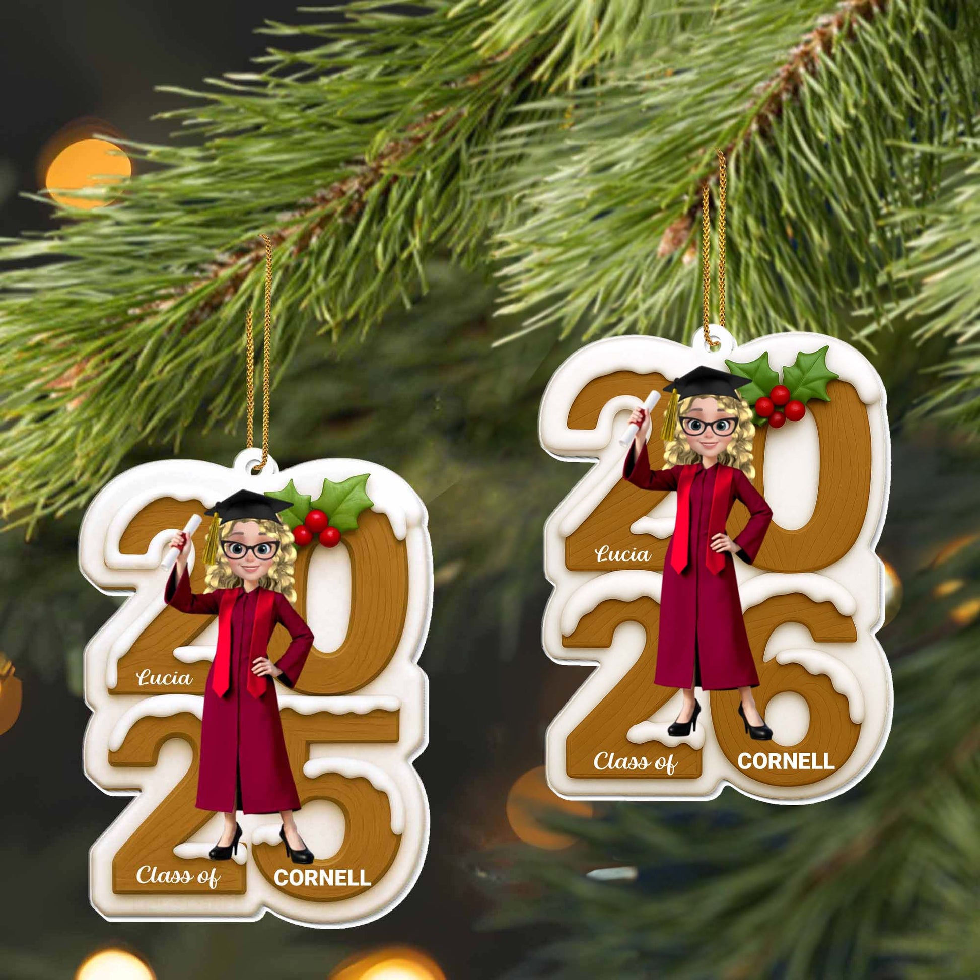 Celebrate Your Achievements, Graduate And Holly Berries Ornament