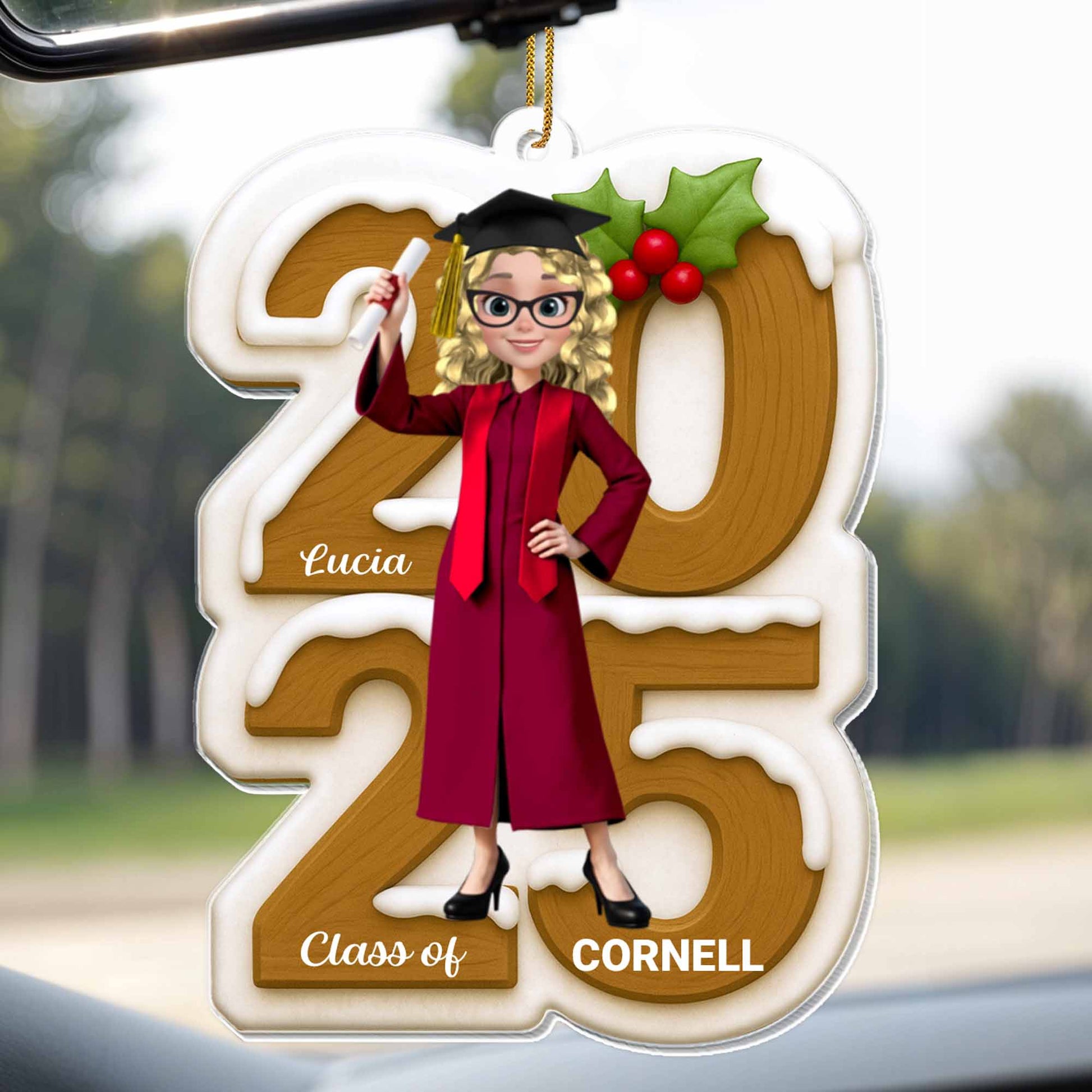 Celebrate Your Achievements, Graduate And Holly Berries Ornament