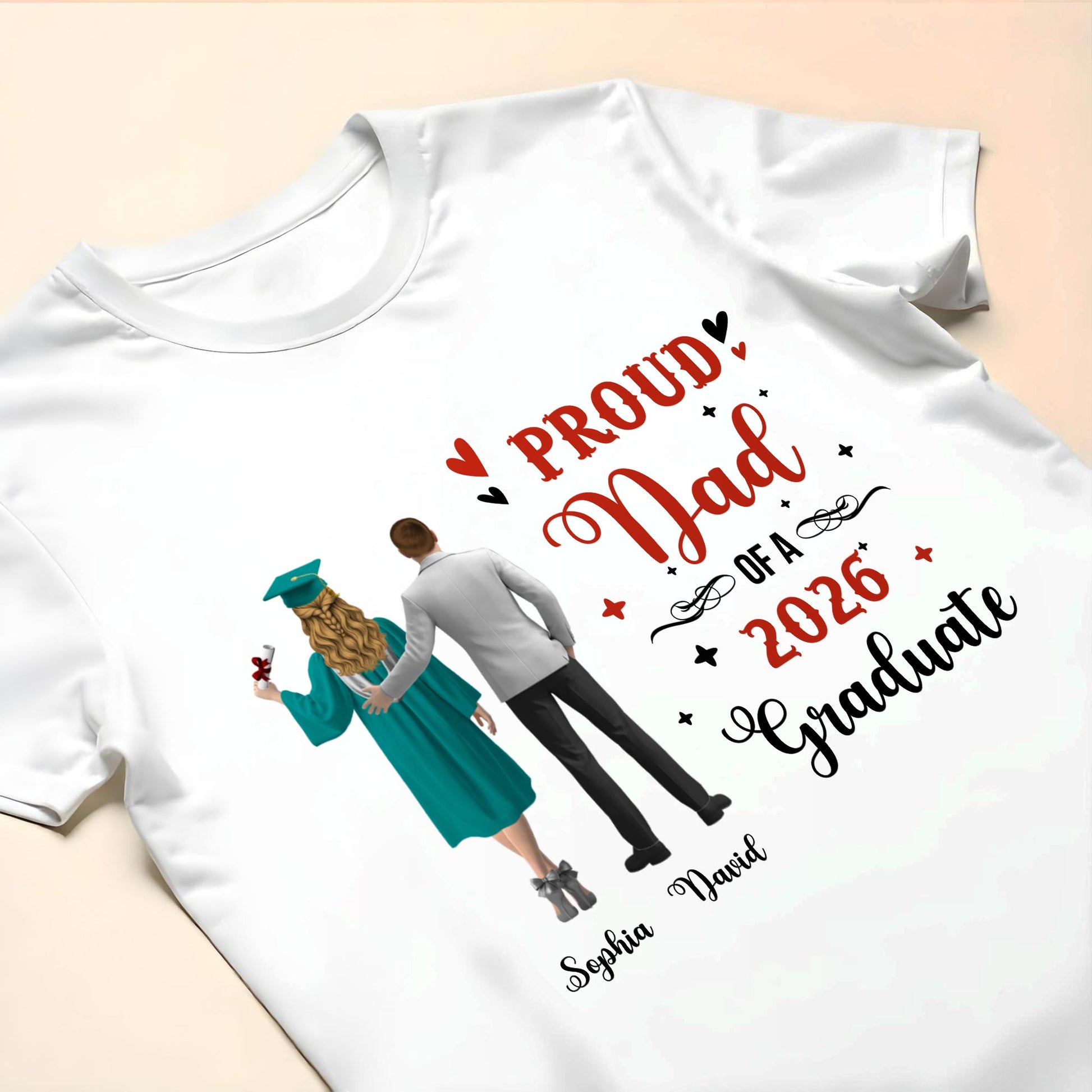 Proud Dad Of A Graduate With Hearts And Diploma