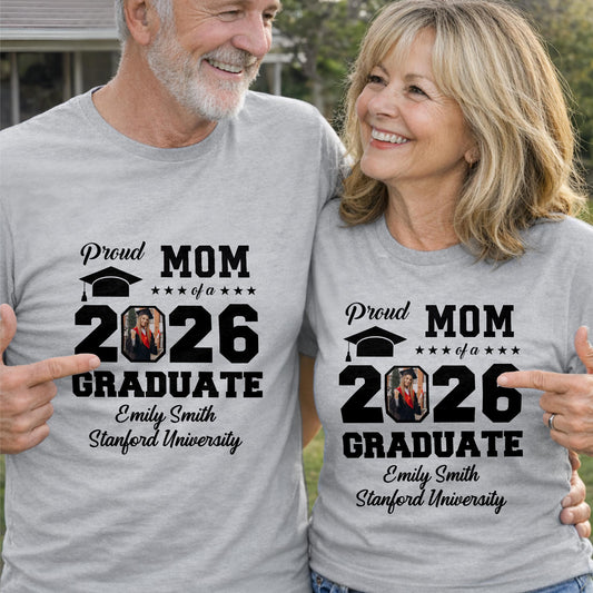 Proud Mom Of A Graduate With Graduation Cap And Photo Frame