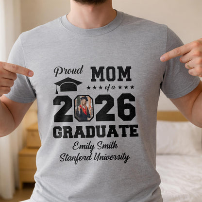 Proud Mom Of A Graduate With Graduation Cap And Photo Frame