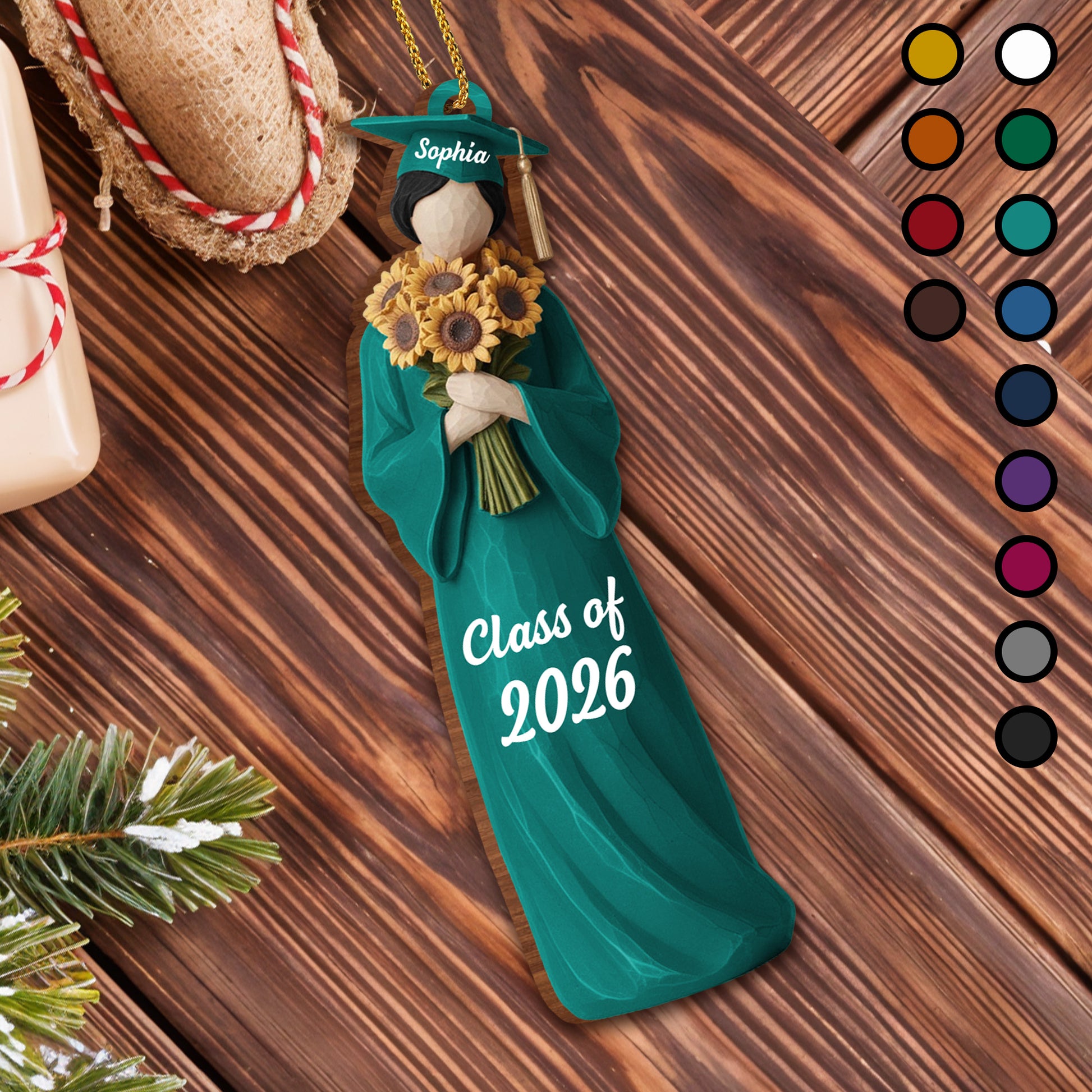 Graduation Cap And Flowers Class of [Year]