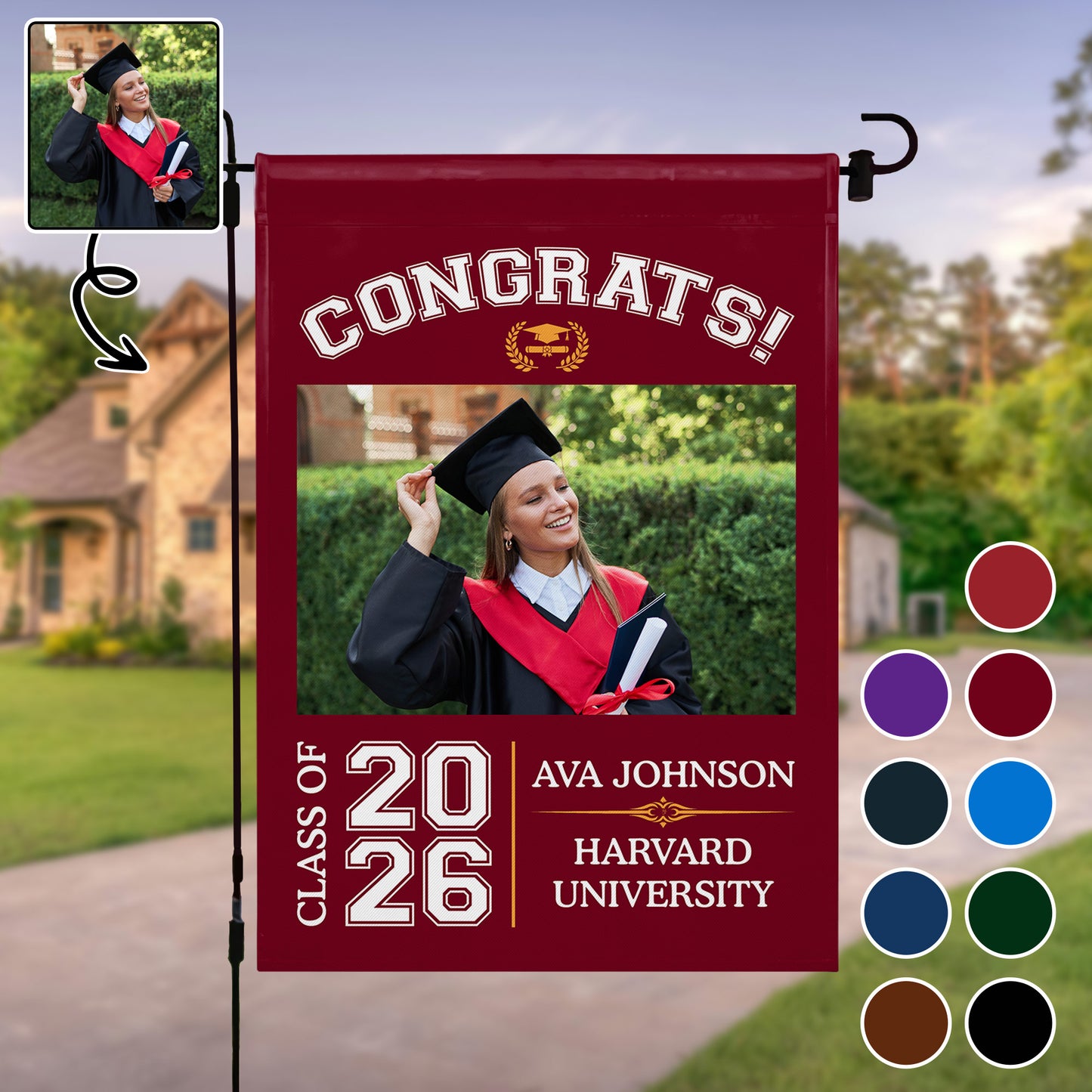 Congrats Class Of [Year], Graduation Cap And Diploma