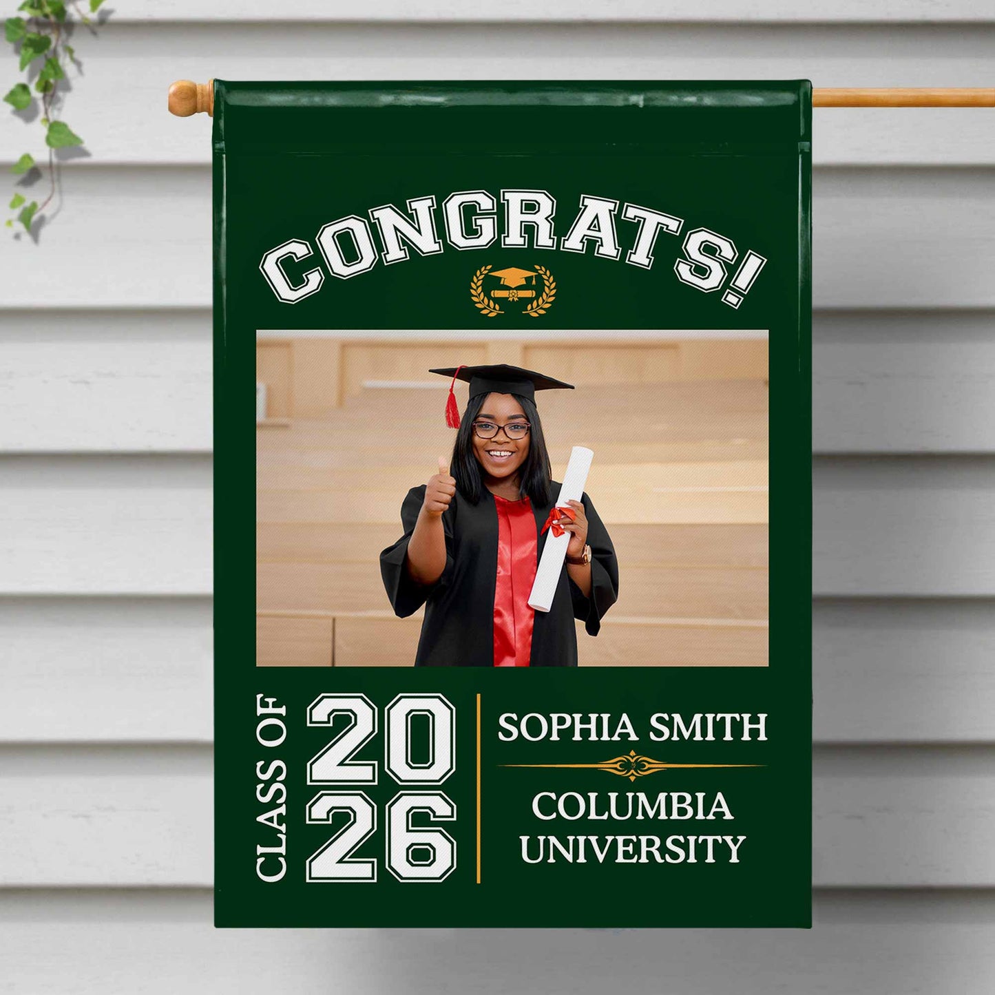 Congrats Class Of [Year], Graduation Cap And Diploma