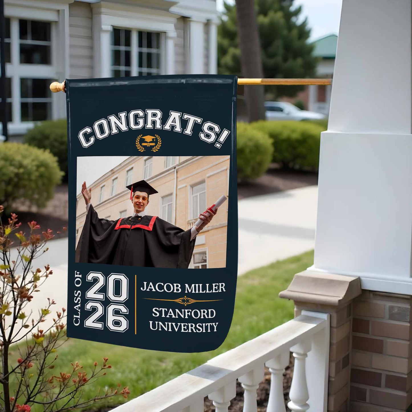 Congrats Class Of [Year], Graduation Cap And Diploma