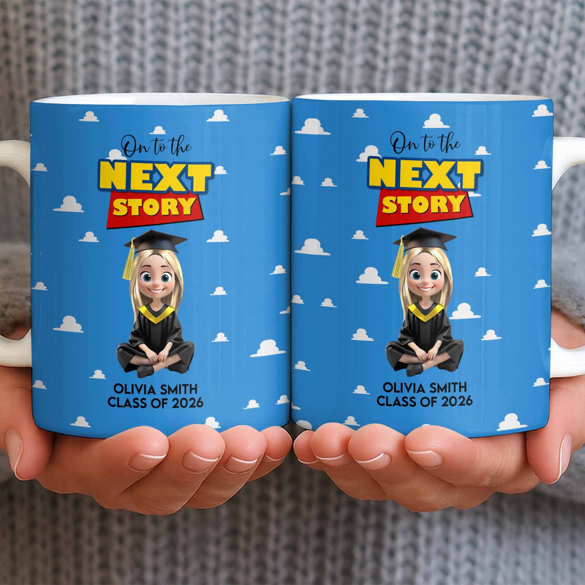 On To The Next Story Graduation Cap And Clouds