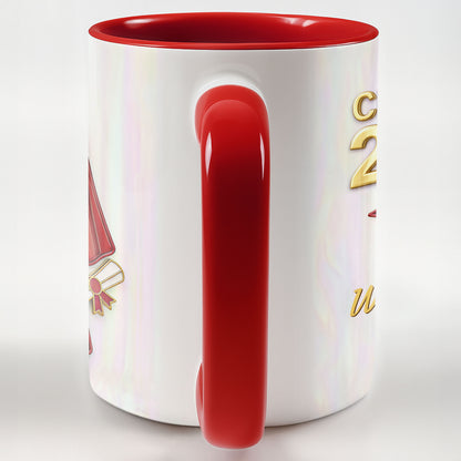 Class Of University Graduation Cap Gown And Diploma - Personalized Custom Accent Mug - GRAD412_AMUG