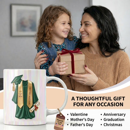 Class Of Graduate University With Cap Diploma And Gown - Personalized Custom Coffee Mug - GRAD412_MG