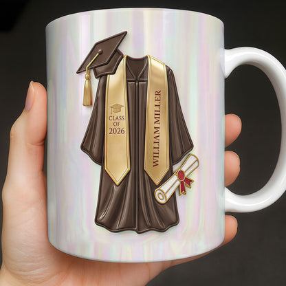 Class Of Graduate University With Cap Diploma And Gown - Personalized Custom Coffee Mug - GRAD412_MG