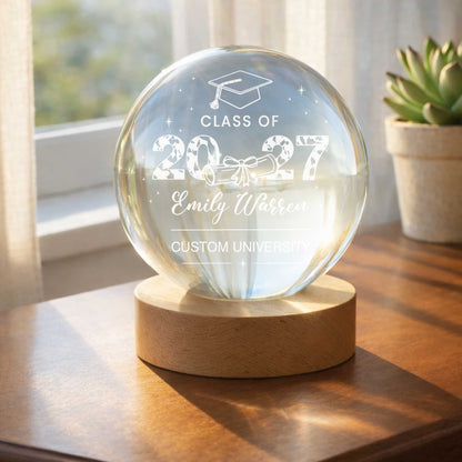 Class Of Graduate Graduation Cap And Diploma University Design - Custom Crystal Globe Lamp - GRAD434_GLAMP