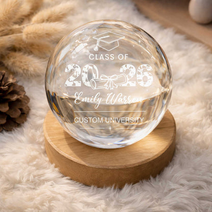 Class Of Graduate Graduation Cap And Diploma University Design - Custom Crystal Globe Lamp - GRAD434_GLAMP