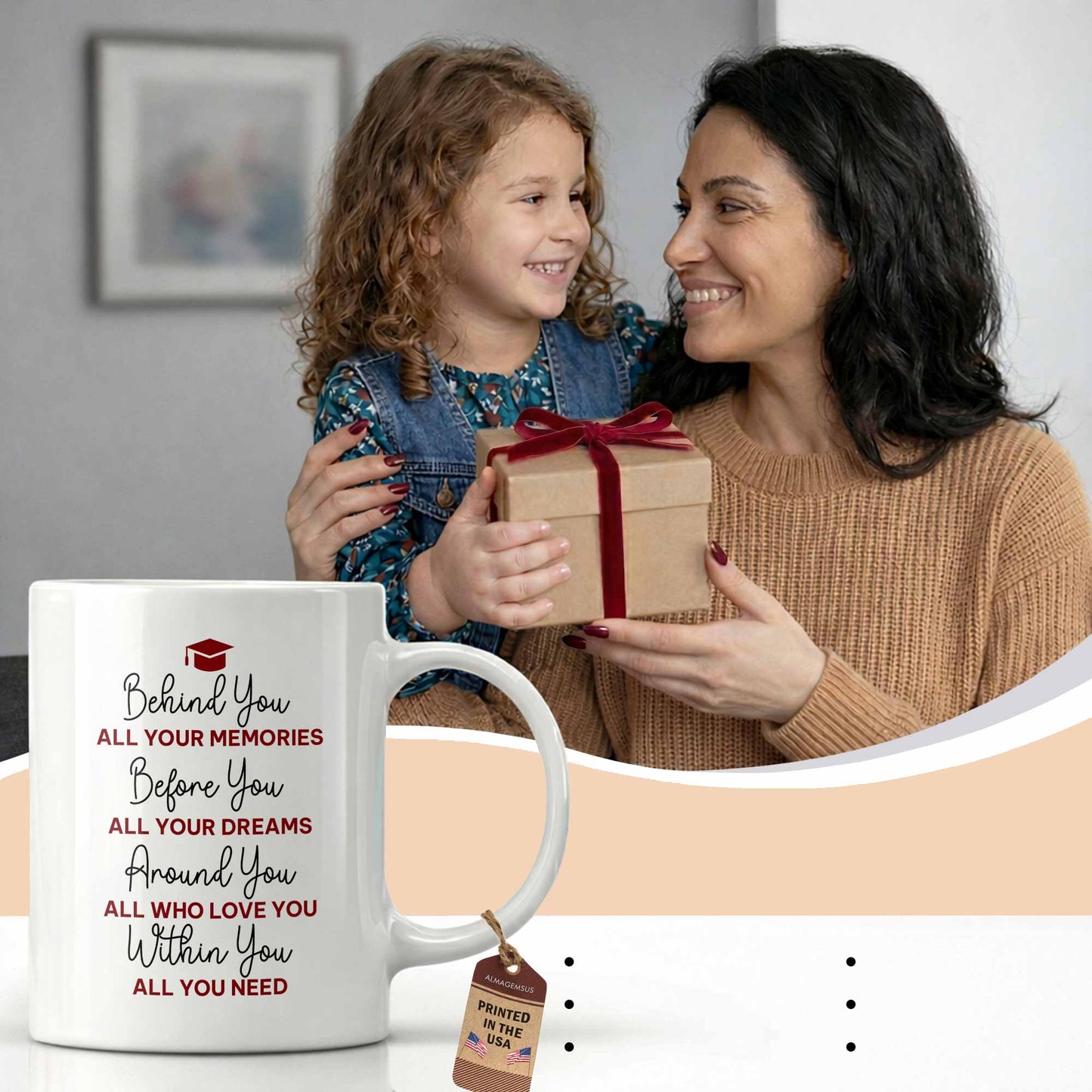 Behind You All Your Memories Graduation Cap And Diploma - Personalized Custom Coffee Mug - GRAD451_MG